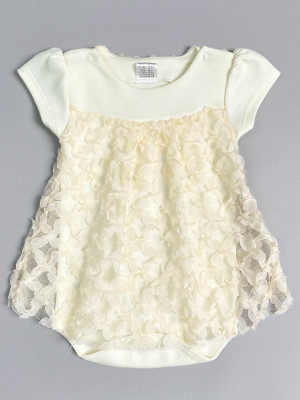 Нарядное боди-платье, айвори, Ажурная клетка