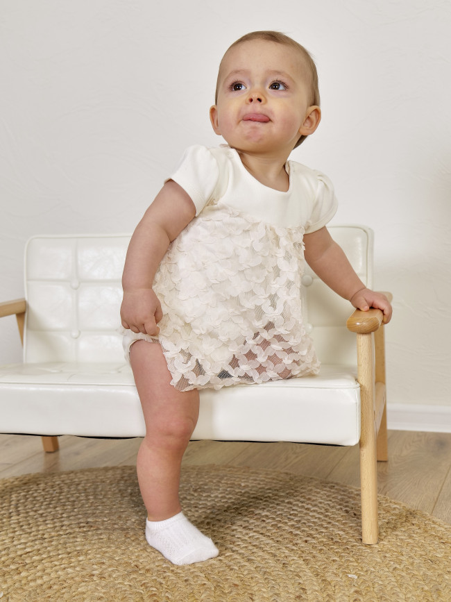 Нарядное боди-платье, айвори, Ажурная клетка Нарядное боди-платье, айвори, Ажурная клетка