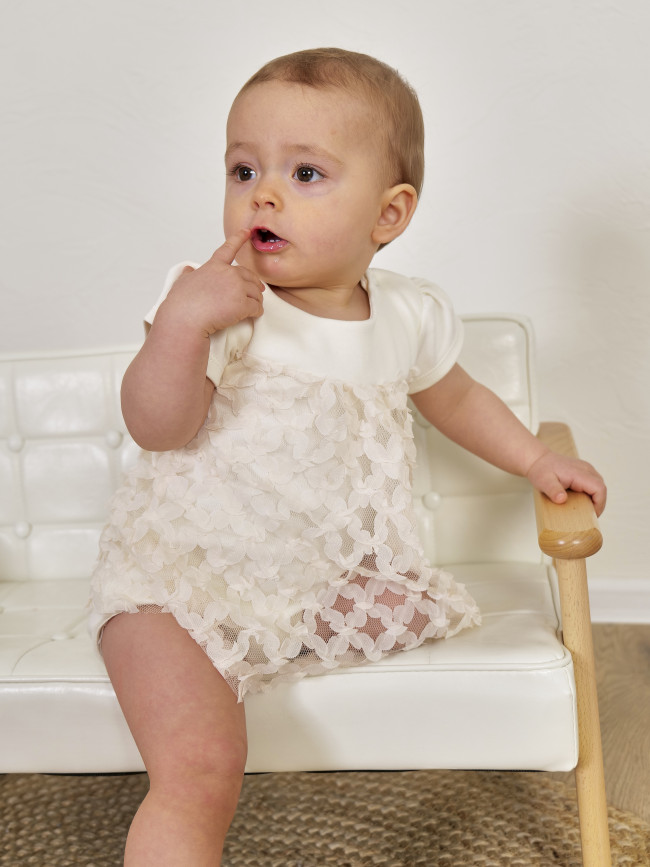 Нарядное боди-платье, айвори, Ажурная клетка Нарядное боди-платье, айвори, Ажурная клетка