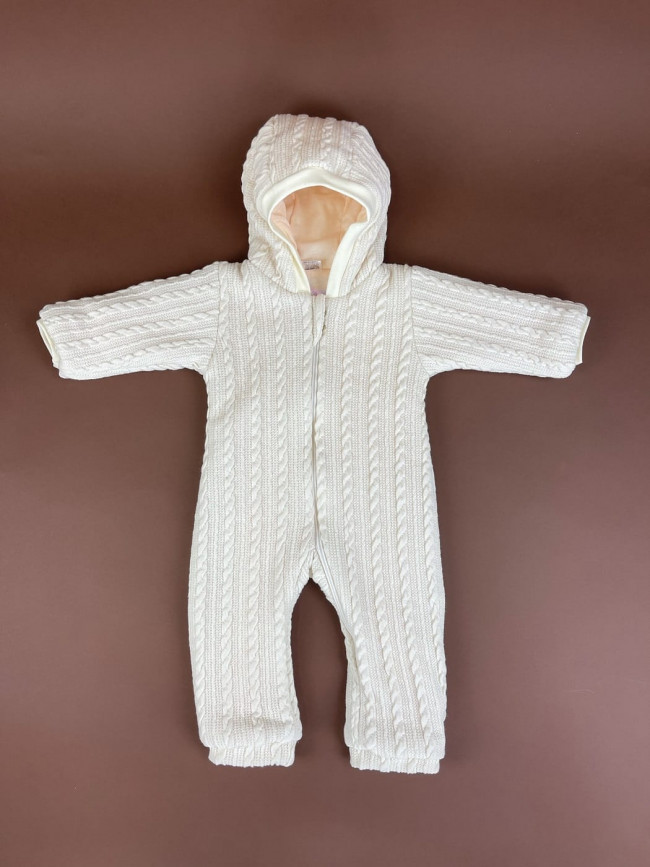 Комбинезон утепленный, айвори, Плетёные косы