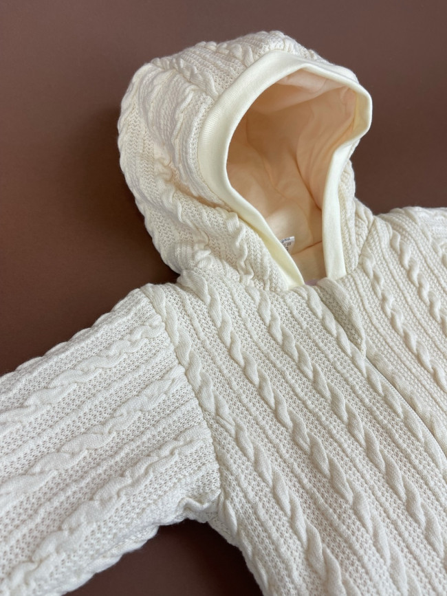 Комбинезон утепленный, айвори, Плетёные косы