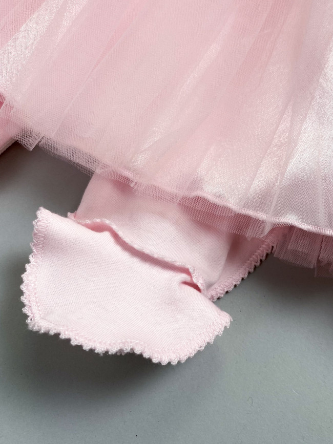 Нарядный комплект для девочки: комбинезон с платьем, розовый, Магнолия Нарядный комплект для девочки: комбинезон с платьем, розовый, Магнолия