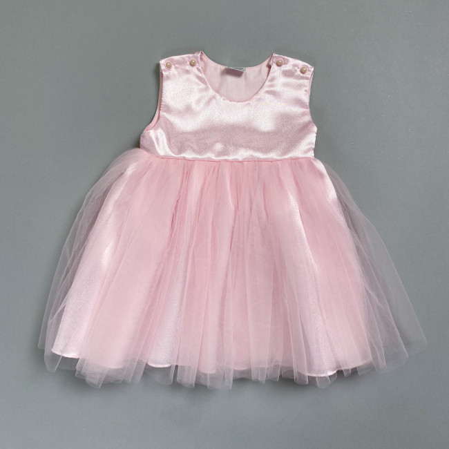 Нарядный комплект для девочки: комбинезон с платьем, розовый, Магнолия Нарядный комплект для девочки: комбинезон с платьем, розовый, Магнолия