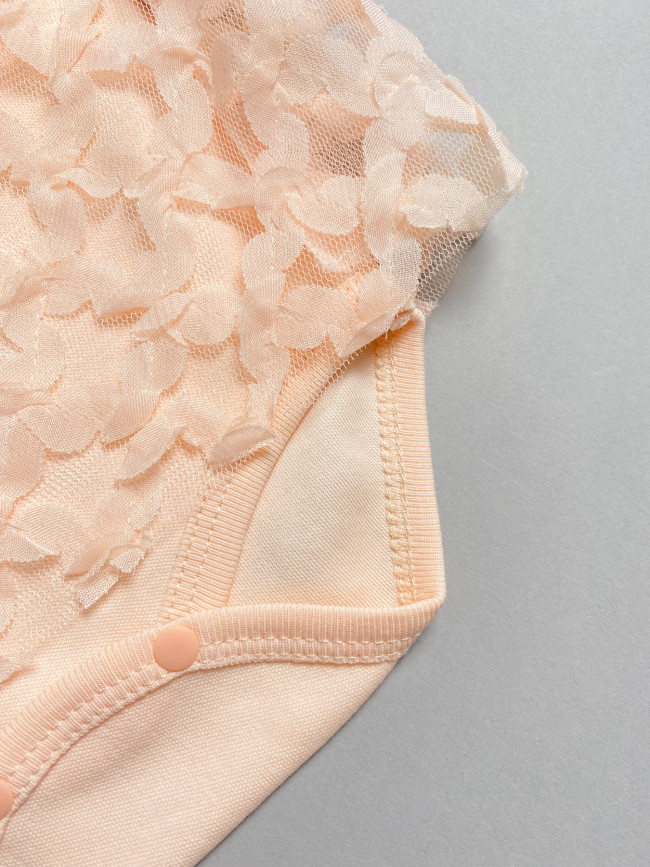 Нарядное боди-платье, персиковое, Ажурная клетка Нарядное боди-платье, персиковое, Ажурная клетка