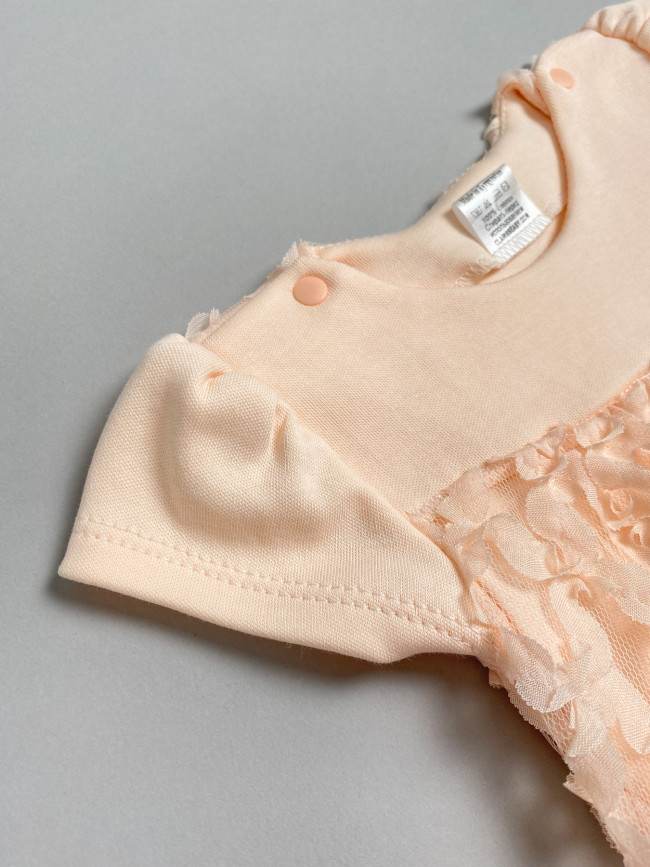 Нарядное боди-платье, персиковое, Ажурная клетка Нарядное боди-платье, персиковое, Ажурная клетка