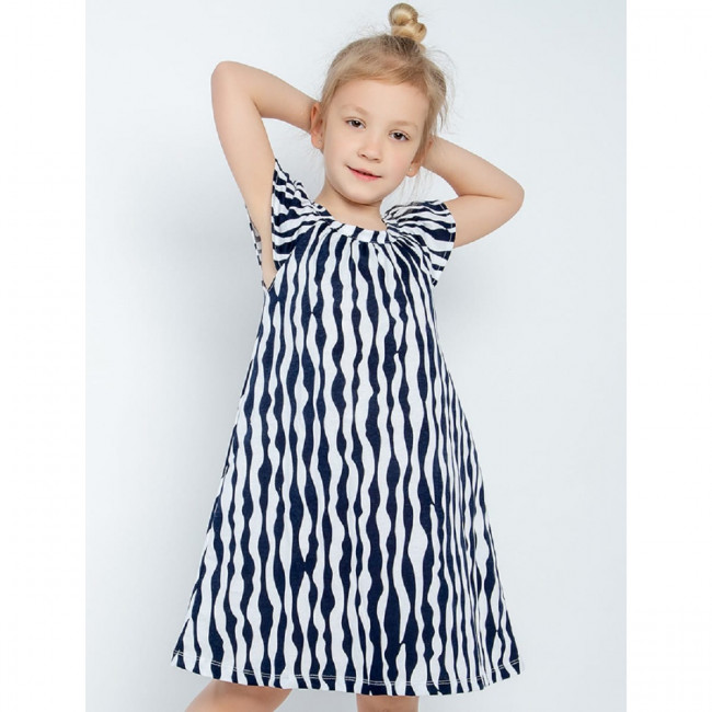 Платье с коротким рукавом, Полоски