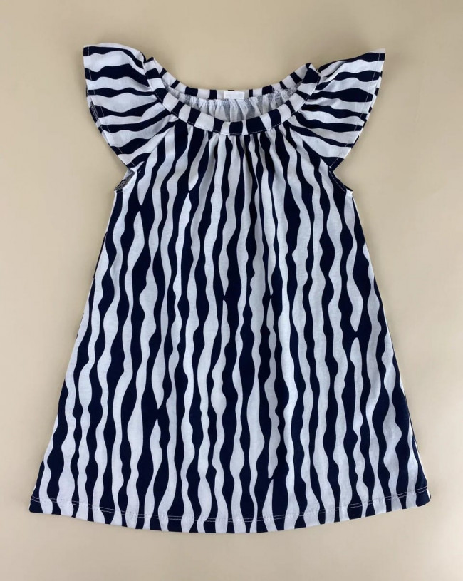 Платье с коротким рукавом, Полоски