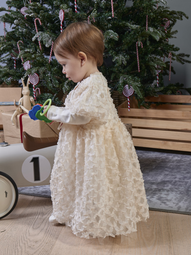 Нарядный комплект для девочки: комбинезон с пеньюаром, айвори, Ажурная клетка Нарядный комплект для девочки: комбинезон с пеньюаром, айвори, Ажурная клетка