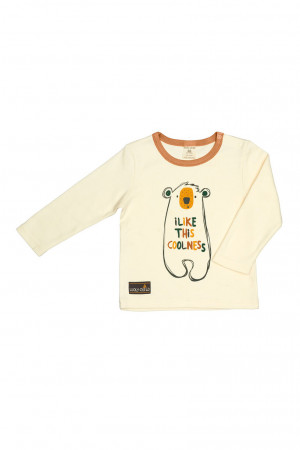 Футболка с длинным рукавом для мальчика, бежевая, Зимние каникулы