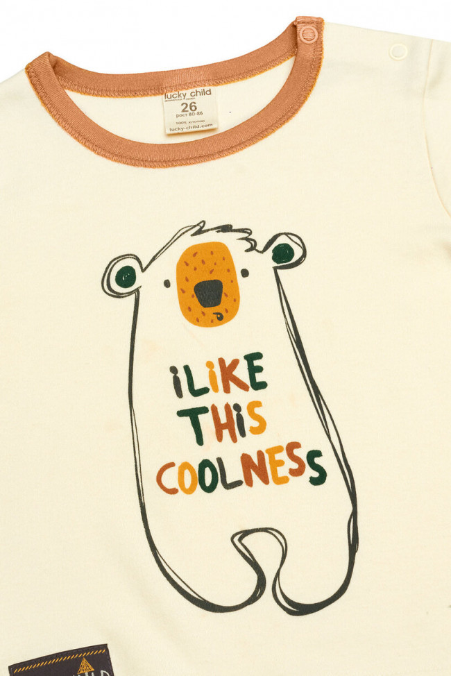 Футболка с длинным рукавом для мальчика, бежевая, Зимние каникулы Футболка с длинным рукавом для мальчика, бежевая, Зимние каникулы