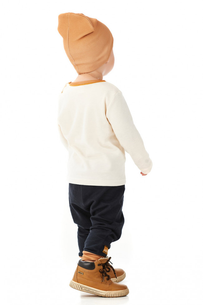 Футболка с длинным рукавом для мальчика, бежевая, Зимние каникулы Футболка с длинным рукавом для мальчика, бежевая, Зимние каникулы