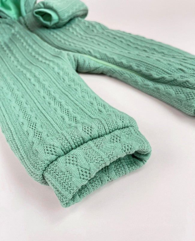 Комбинезон утепленный, зеленый, Плетённые ромбы