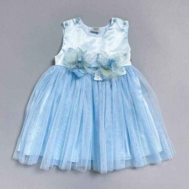 Нарядный комплект для девочки: комбинезон с платьем, голубой, Мадемуазель Нарядный комплект для девочки: комбинезон с платьем, голубой, Мадемуазель