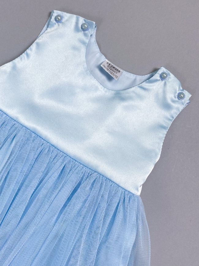 Нарядный комплект для девочки: комбинезон с платьем, голубой, Мадемуазель Нарядный комплект для девочки: комбинезон с платьем, голубой, Мадемуазель