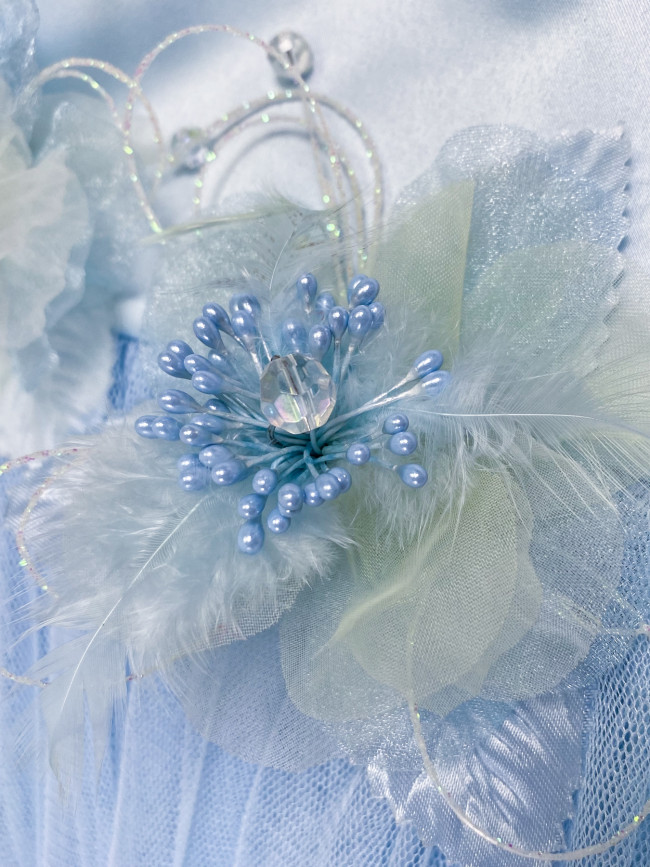 Нарядный комплект для девочки: комбинезон с платьем, голубой, Мадемуазель Нарядный комплект для девочки: комбинезон с платьем, голубой, Мадемуазель