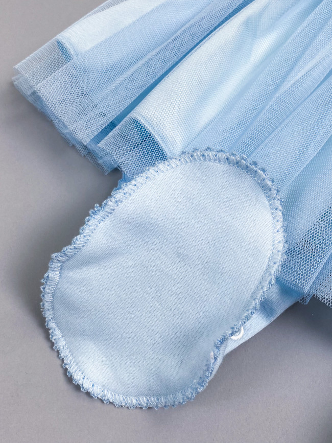 Нарядный комплект для девочки: комбинезон с платьем, голубой, Мадемуазель Нарядный комплект для девочки: комбинезон с платьем, голубой, Мадемуазель