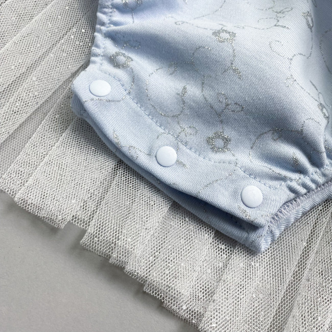 Нарядное боди-платье для девочки, голубое, Небесное сияние-1