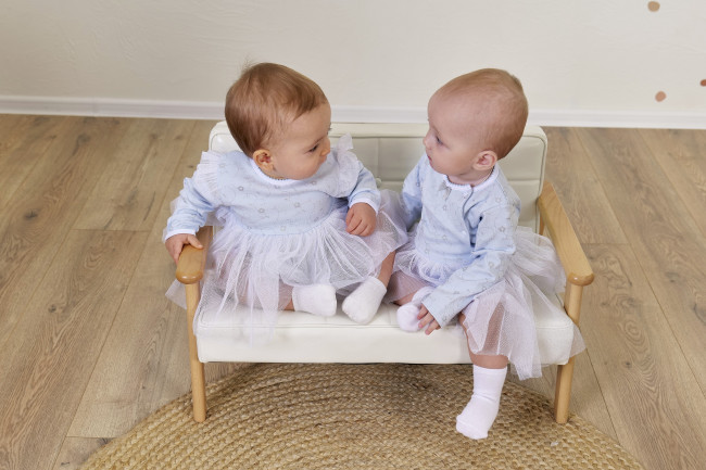 Нарядное боди-платье для девочки, голубое, Небесное сияние-1