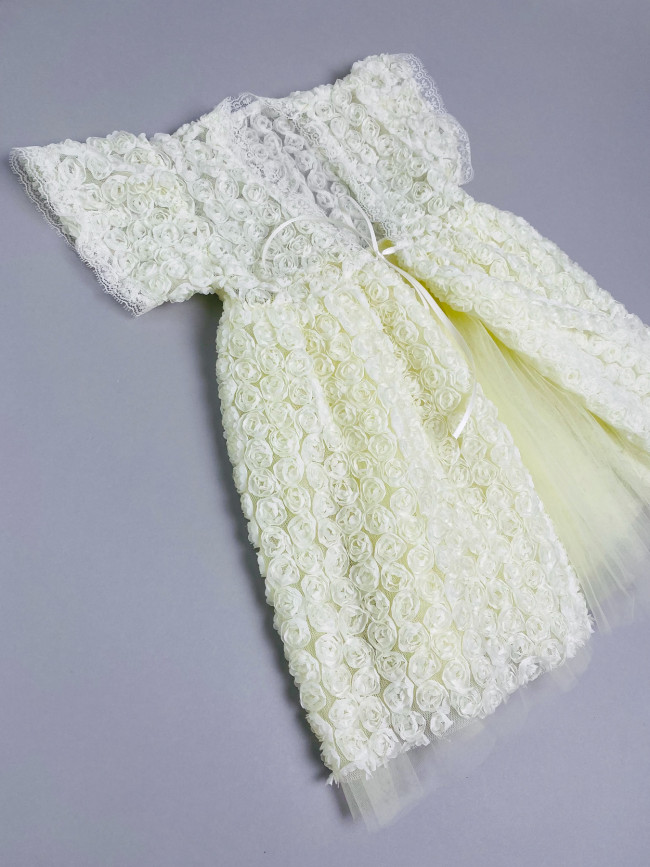 Нарядный комплект для девочки: комбинезон с пеньюаром, желтый, Цветочная фантазия Нарядный комплект для девочки: комбинезон с пеньюаром, желтый, Цветочная фантазия