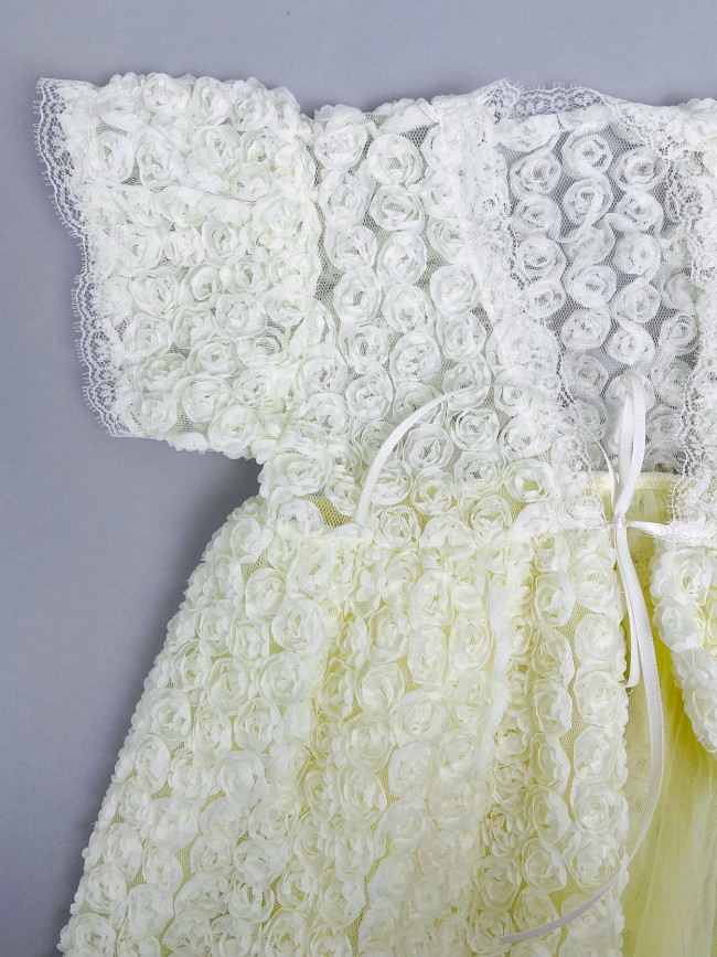 Нарядный комплект для девочки: комбинезон с пеньюаром, желтый, Цветочная фантазия Нарядный комплект для девочки: комбинезон с пеньюаром, желтый, Цветочная фантазия