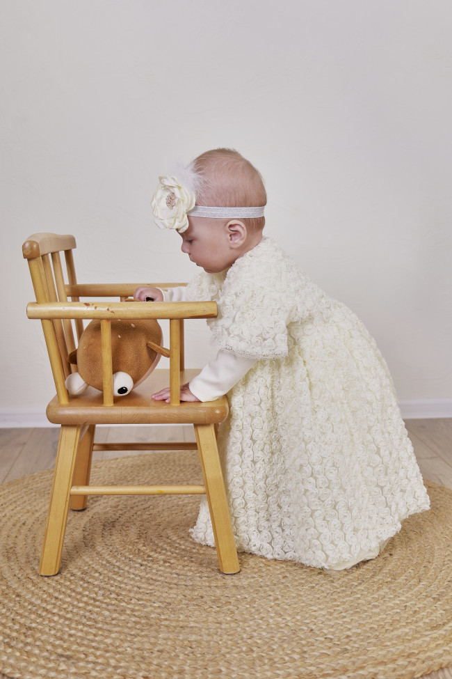 Нарядный комплект для девочки: комбинезон с пеньюаром, желтый, Цветочная фантазия Нарядный комплект для девочки: комбинезон с пеньюаром, желтый, Цветочная фантазия