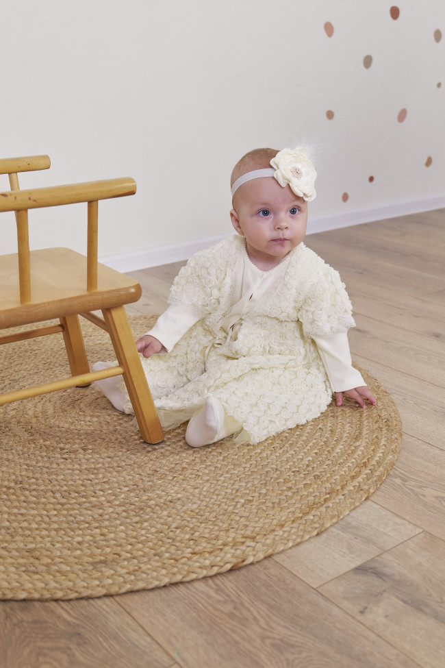 Нарядный комплект для девочки: комбинезон с пеньюаром, желтый, Цветочная фантазия Нарядный комплект для девочки: комбинезон с пеньюаром, желтый, Цветочная фантазия