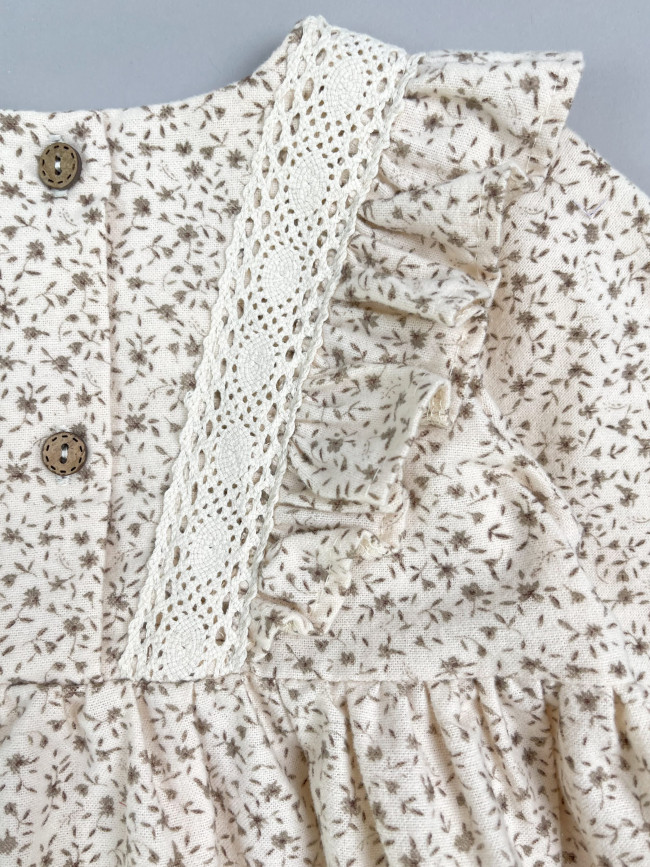 Платье для девочки с длинным рукавом, Листик, молочное с бантом для волос