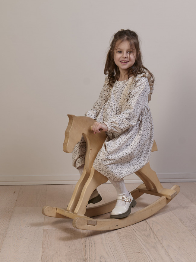 Платье для девочки с длинным рукавом, Листик, молочное с бантом для волос