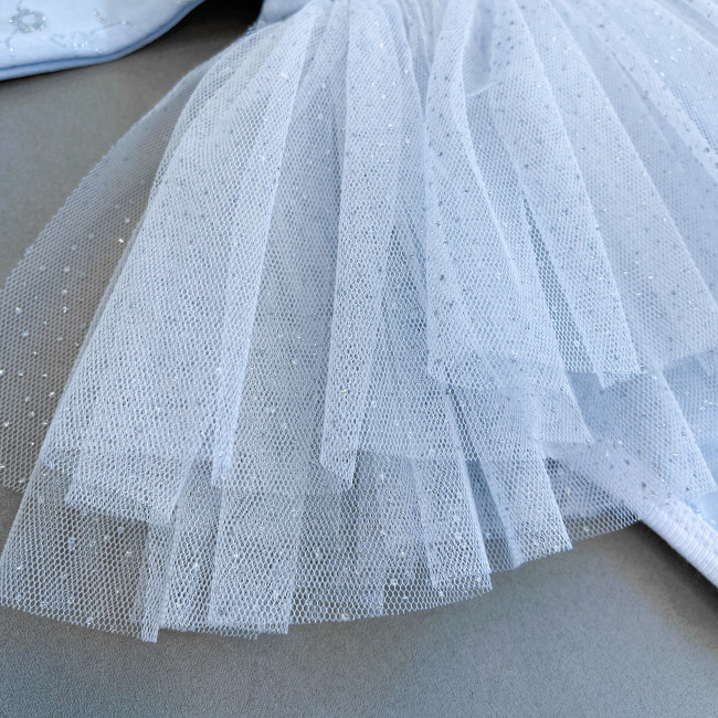 Нарядное боди-платье для девочки, голубое, Небесное сияние-2 Нарядное боди-платье для девочки, голубое, Небесное сияние-2