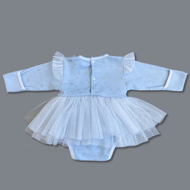 Нарядное боди-платье для девочки, голубое, Небесное сияние-2 Нарядное боди-платье для девочки, голубое, Небесное сияние-2