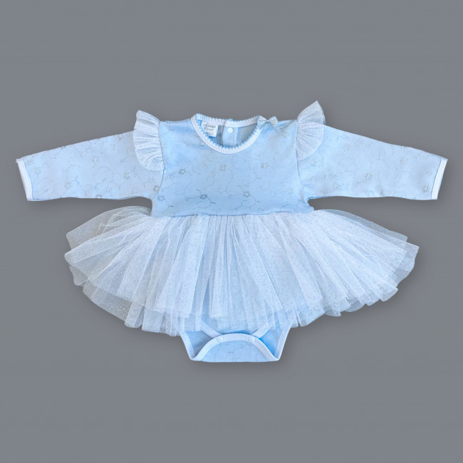 Нарядное боди-платье для девочки, голубое, Небесное сияние-2 Нарядное боди-платье для девочки, голубое, Небесное сияние-2