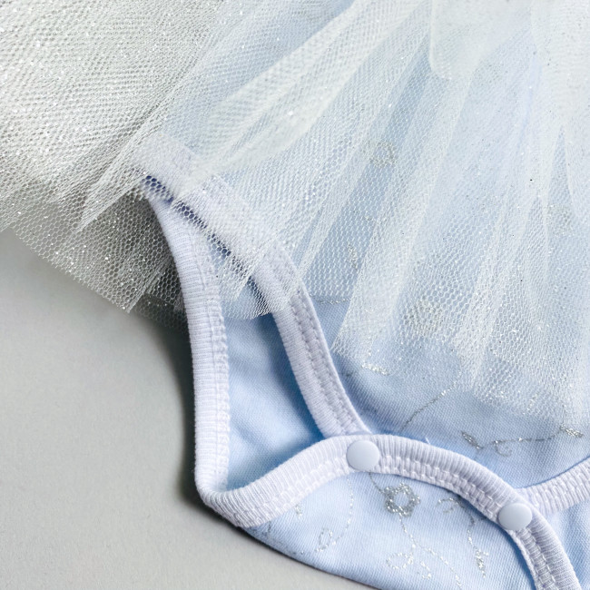 Нарядное боди-платье для девочки, голубое, Небесное сияние-2 Нарядное боди-платье для девочки, голубое, Небесное сияние-2