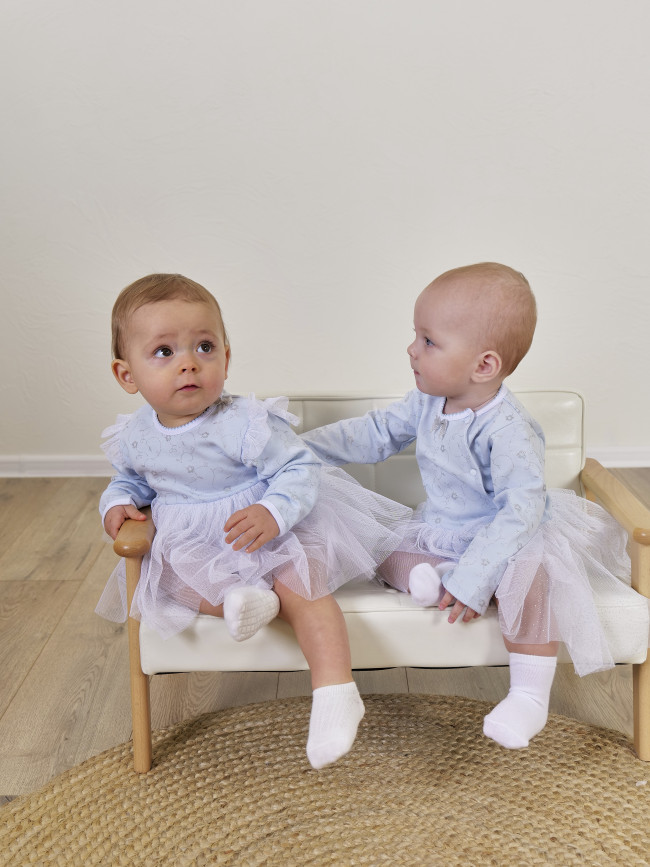 Нарядное боди-платье для девочки, голубое, Небесное сияние-2 Нарядное боди-платье для девочки, голубое, Небесное сияние-2