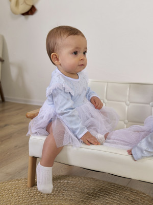 Нарядное боди-платье для девочки, голубое, Небесное сияние-2