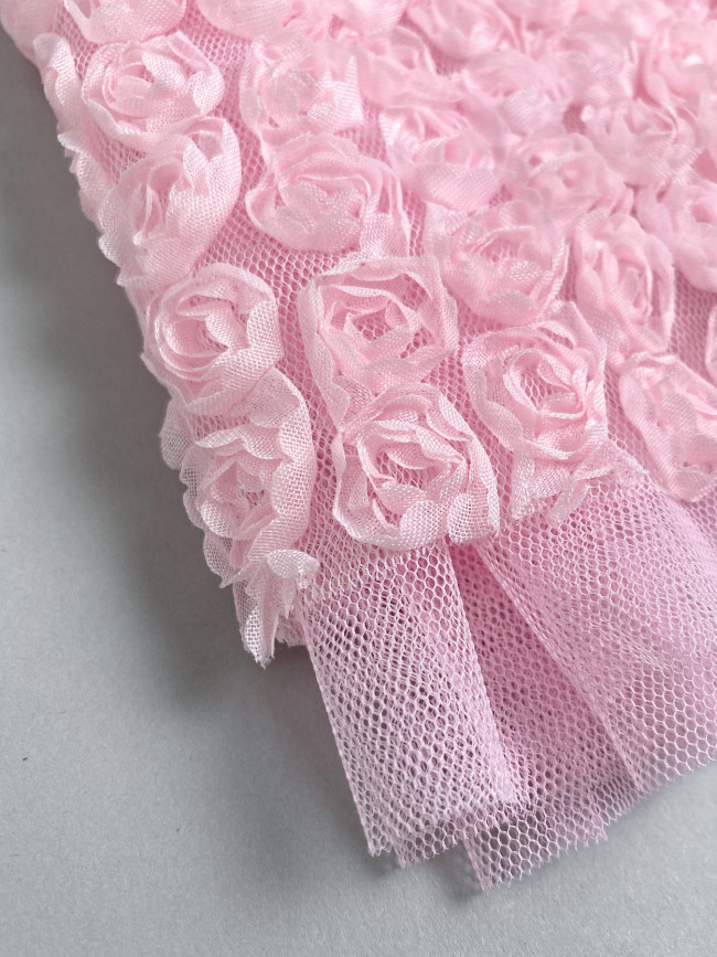 Нарядный комплект для девочки: комбинезон с пеньюаром, розовый, Цветочная фантазия