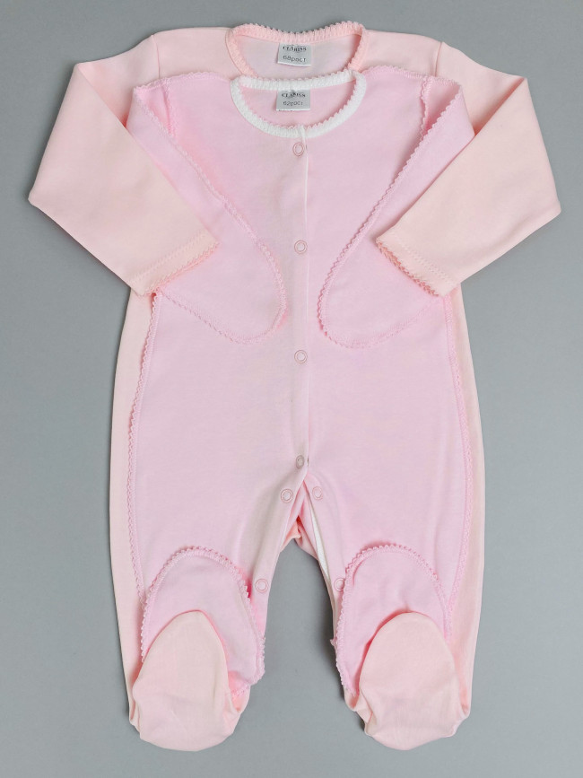 Нарядный комплект для девочки: комбинезон с пеньюаром, розовый, Цветочная фантазия