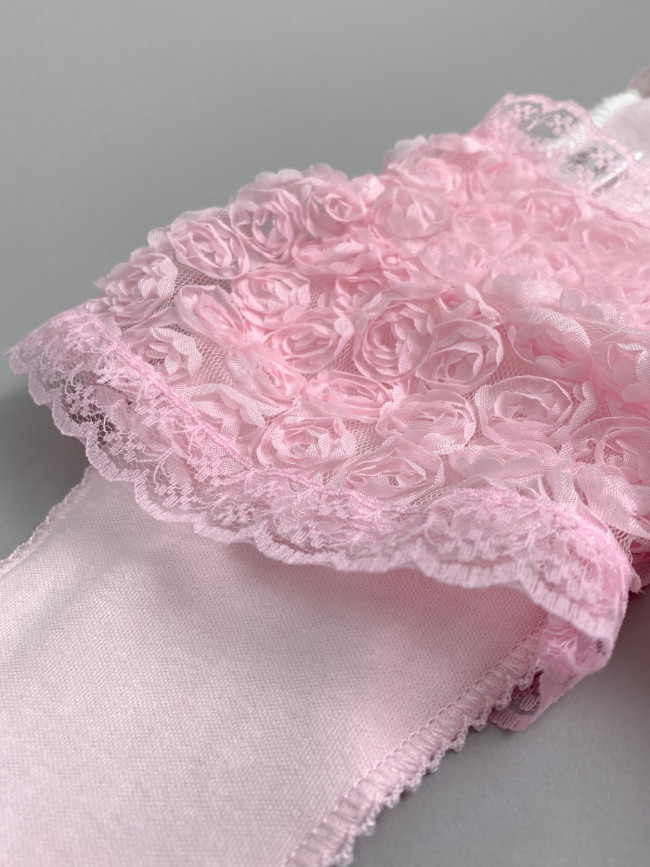 Нарядный комплект для девочки: комбинезон с пеньюаром, розовый, Цветочная фантазия
