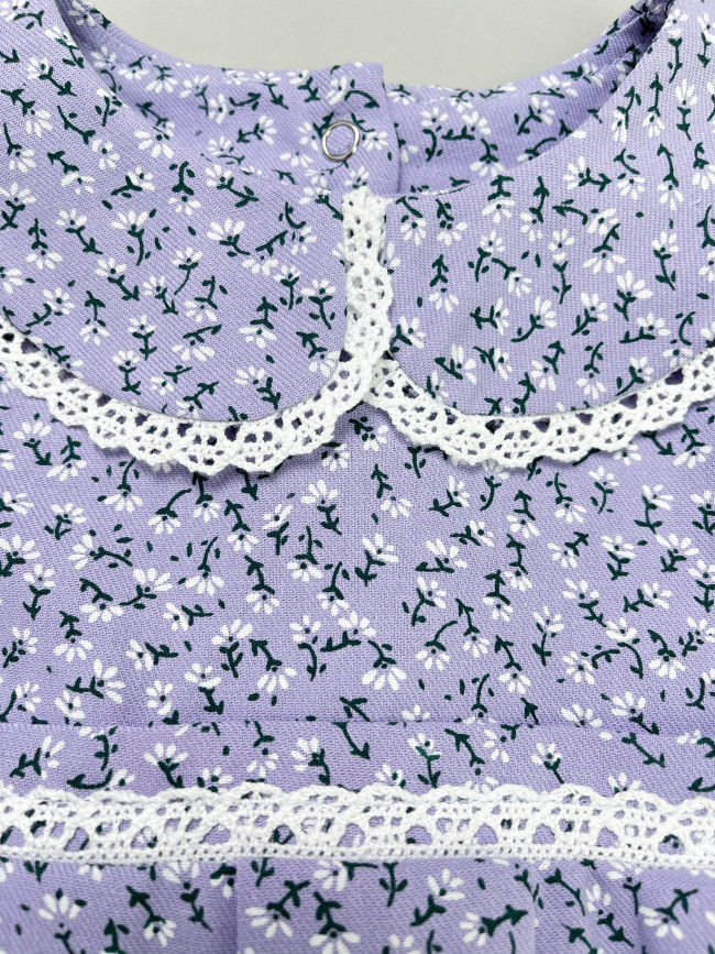 Платье для девочки с длинным рукавом, Василек с бантом для волос