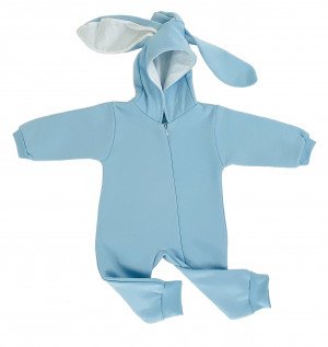 Комбинезон утепленный с ушками, голубой, Зайка
