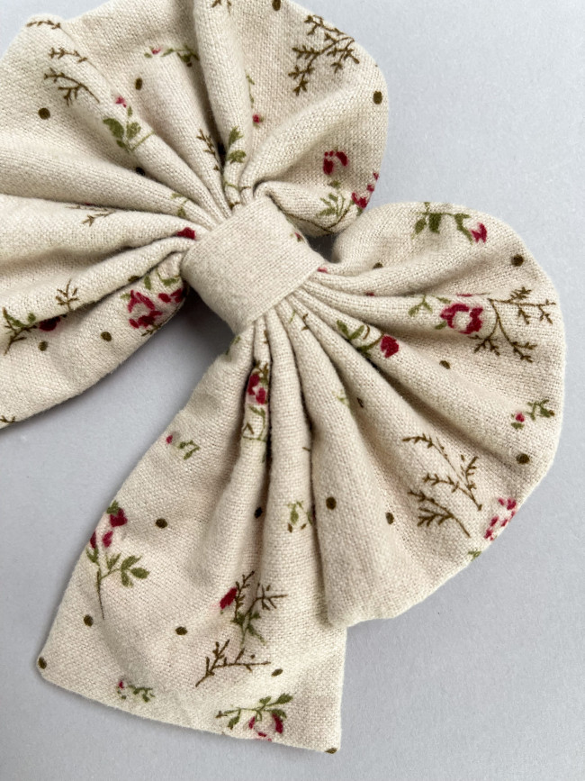 Платье для девочки с длинным рукавом,  Букет, бежевое с бантом для волос