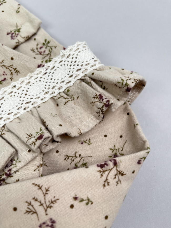 Платье для девочки с длинным рукавом,  Букет, бежевое с бантом для волос