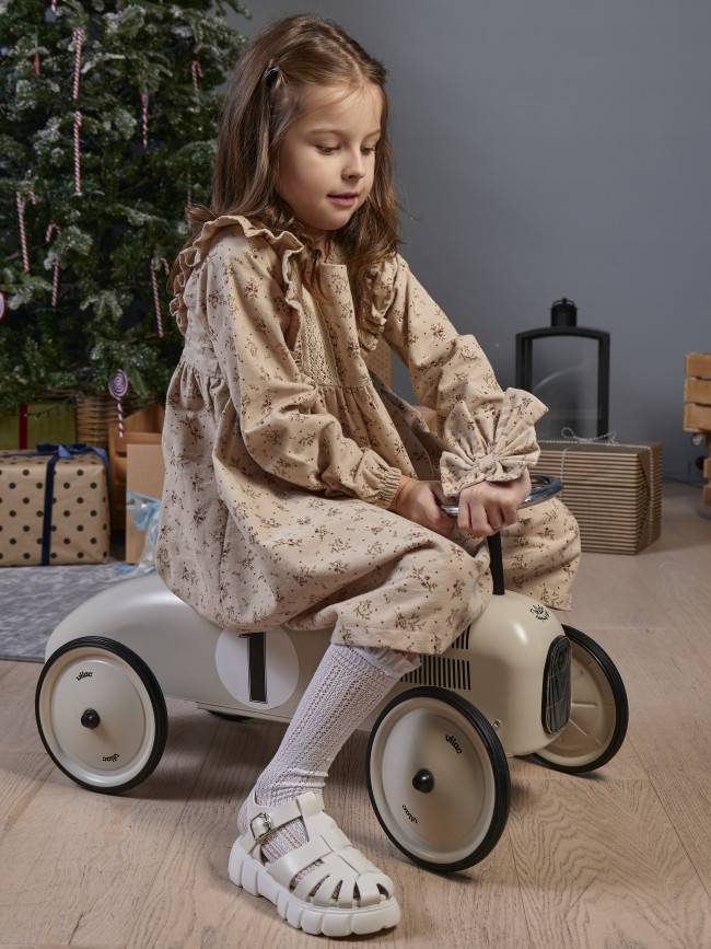 Платье для девочки с длинным рукавом,  Букет, бежевое с бантом для волос