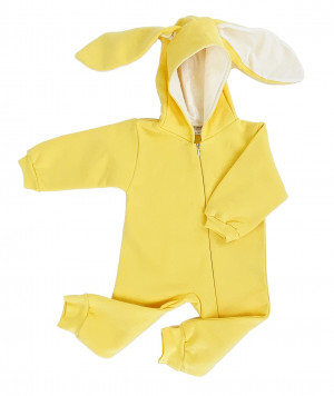 Комбинезон утепленный с ушками, желтый, Зайка Комбинезон утепленный с ушками, желтый, Зайка