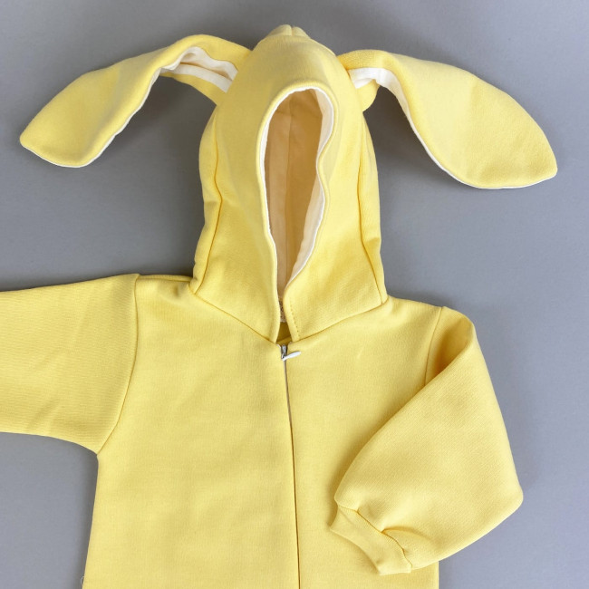 Комбинезон утепленный с ушками, желтый, Зайка
