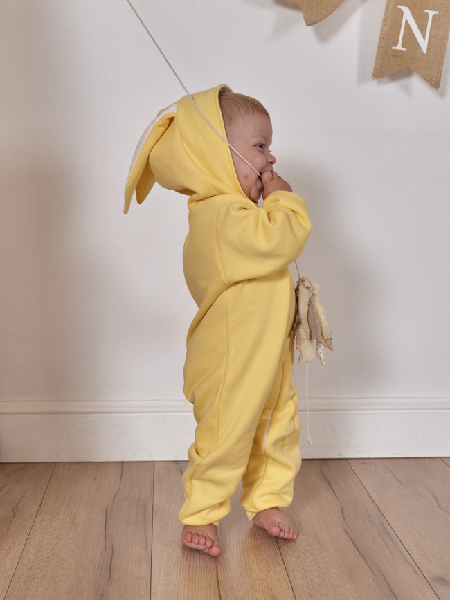 Комбинезон утепленный с ушками, желтый, Зайка