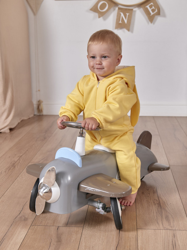 Комбинезон утепленный с ушками, желтый, Зайка