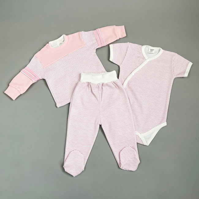 Ползунки детские, розовые, Полоска