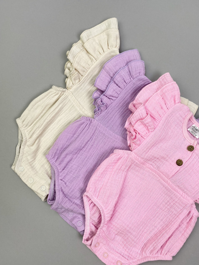 Боди с коротким рукавом крылышком, бежевое, Прованс Боди с коротким рукавом крылышком, бежевое, Прованс