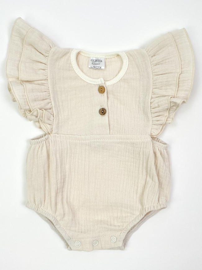 Боди с коротким рукавом крылышком, бежевое, Прованс Боди с коротким рукавом крылышком, бежевое, Прованс