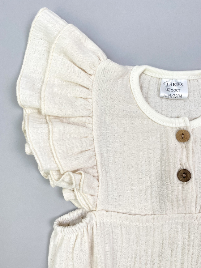 Боди с коротким рукавом крылышком, бежевое, Прованс Боди с коротким рукавом крылышком, бежевое, Прованс